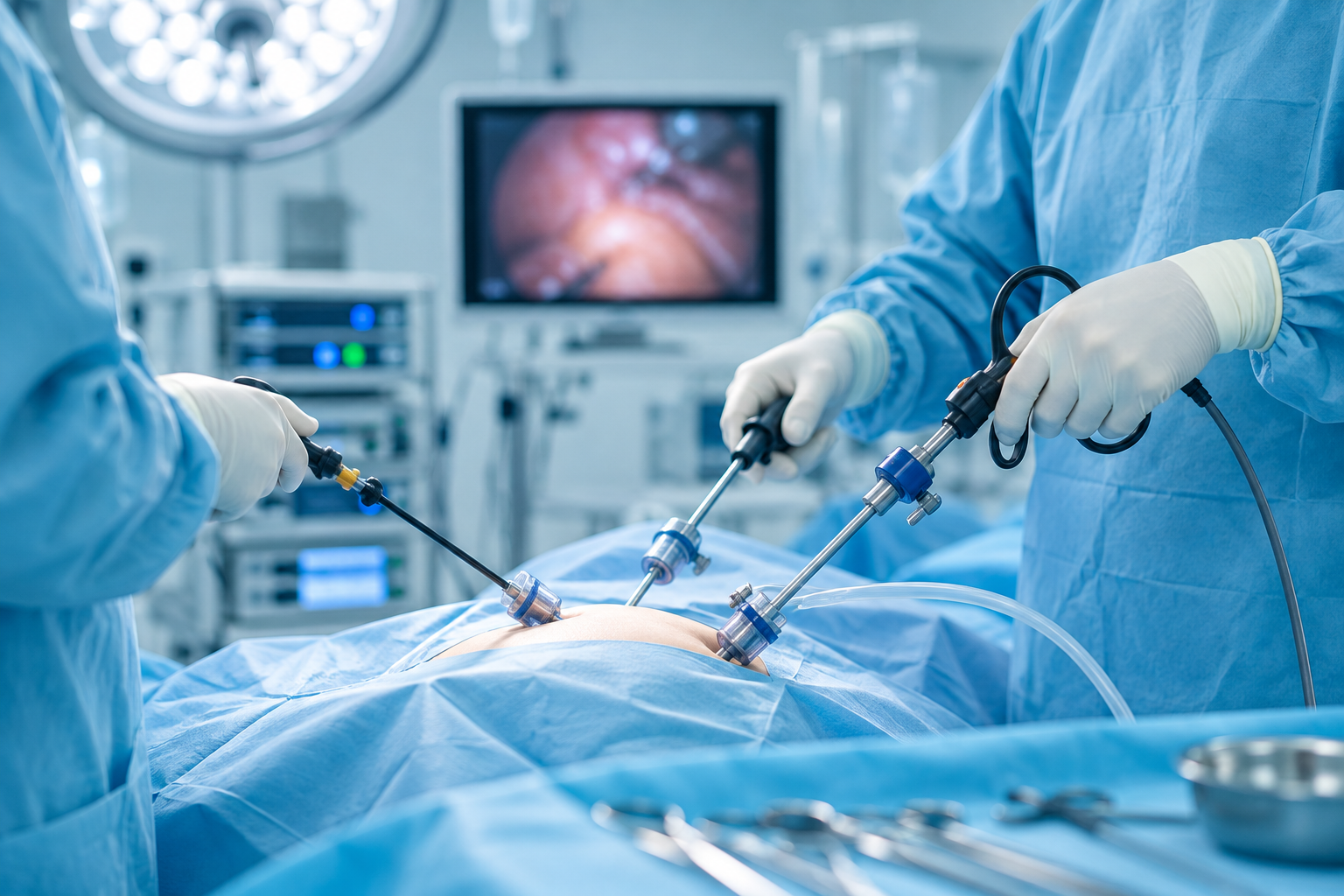 Faceless surgeon performing surgery